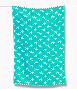 Großes Strandtuch Seestern weiß aqua koralle Meer Küste Meer 100% Baumwolle - Bild 1 von 2