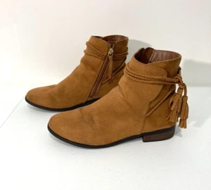 Steve Madden Brown Suede Zip Up Ankle Boots Fringe Bootie Size 5 - Picture 1 of 11