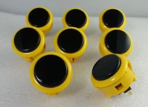 Japan Sanwa Mix Buttons Yellow Black of 8 pcs Video Game Arcade Parts OBSF-30 - Picture 1 of 4