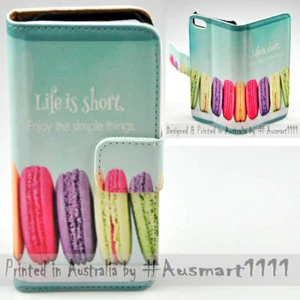 For LG Series Mobile Phone Macaroon Cookies Theme Print Wallet Phone Case Cover - Picture 1 of 3