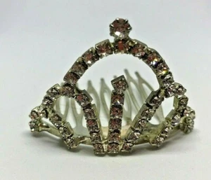 Vintage Small Silver Bridal Diamante Rhinestones Hair Comb Slides 1980' - Picture 1 of 5