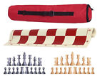 Red Archer Weighted Chess Set - Vinyl Board, Bag w/ Silver & Natural Pieces