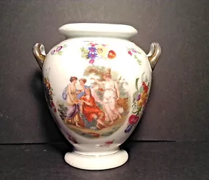 VTG Ladies Garden Scene Czechoslovakia Made 6-1/2” Tall Porcelain Decor Vase - Picture 1 of 6
