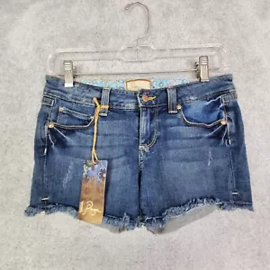 NUEVO CON ETIQUETAS Paige Mujer PLATEADO LAGO Corto Talla 26 Flecos Azules Dobladillo Talla Baja Algodón Spandex - Imagen 1 de 19