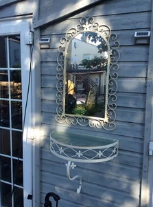 Vintage 1950s Wrought Iron Telephone Table with Matching Mirror - Cash Only - Picture 1 of 12