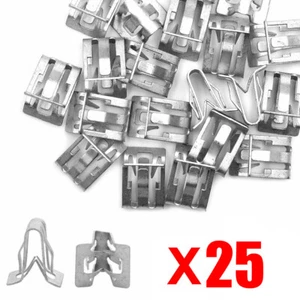 25PCS Metal Fastener Clips 1/2" X 5/8" For Car Dash Panel Retainer Moulding Trim - Picture 1 of 12