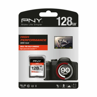 PNY Hochleistungs-Speicherkarte 128GB SDXC Karte Klasse 10 UHS-1 U3 Flash Speicherkarte Full HD - Bild 1 von 4