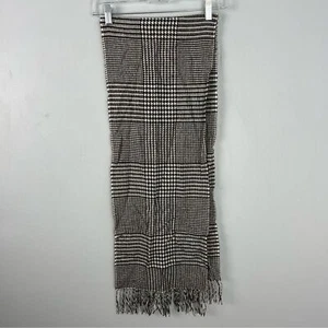 Houndstooth 100% Cashmere Scarf Made in Germany Brown Cream - Picture 1 of 6