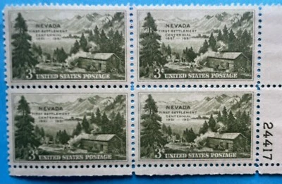 1951 US 3¢ Block Of 4 Stamps Nevada Settlement Centennial 1851 Scott#999 MNH VF - Image 1 of 3
