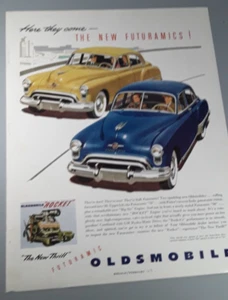 Anuncio original de la revista Oldsmobile 1949 "¡Aquí vienen - The New Futuramics!" - Imagen 1 de 1