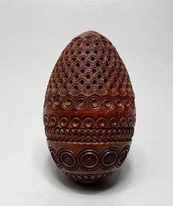 19c.Antique Victorian Carved Coquilla Nut Flea Catcher Trap Pomander Box - Picture 1 of 8