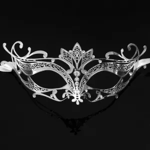 Filigree Metal Masquerade Mask Silver M33144 - Picture 1 of 3