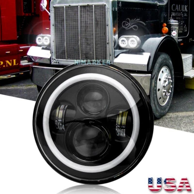Faro LED halo redondo de 7" DOT DRL H6017 para camión Peterbilt 359 1984-1987 379 Foto 1 de 4