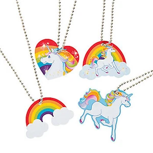 Unicorn Necklace Party Favours Rainbow Unicorns Pendant Gift Set of 4 Free Post - Picture 1 of 3