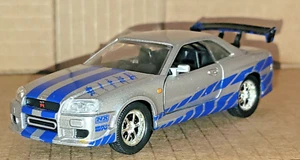 Nissan Skyline GT-R R34 Silver Blue Sripes Brian O'Conner Fast Furious 1:32 JADA - Picture 1 of 12