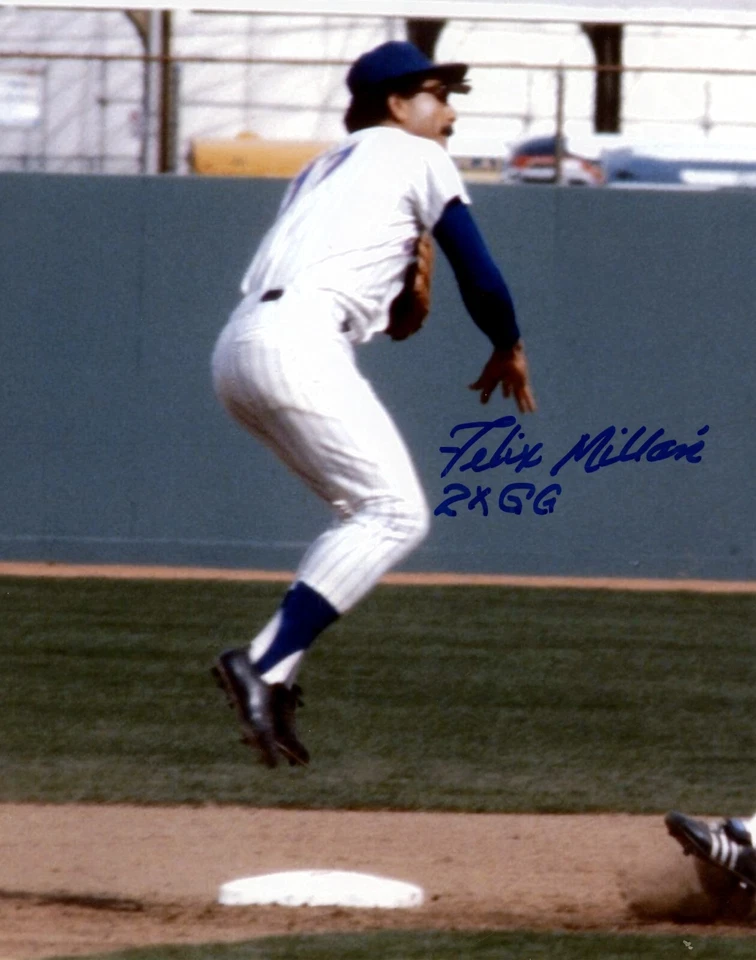 Felix Millan Signed New York Mets 8x10 Photo w/ 2x Gold Glove Insc. LSCM COA - Image 1 of 1