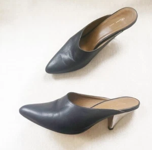 $850 CELINE BLADE CONE HEEL BLACK SHINY CALFSKIN MULES SIZE 36 - Picture 1 of 11