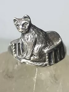 cat ring size 7 seated cat in chair sterling silver women girls - Picture 1 of 12