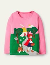 MINI BODEN Red Riding Hood Lift-The-Flap Top 7-8 Yrs Pink Applique T-Shirt NWT