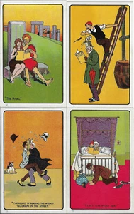 4 Comic Advertising Postcards for the English "Weekly Telegraph" Newspaper - Picture 1 of 2