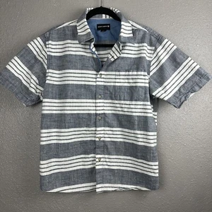 Camisa Ocean Current Para Hombre Grande Mangas Cortas con Botones Gris Blanca Rayas Playa - Imagen 1 de 14