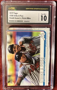 Topps Ronald Acuna Jr. & Ozzie Albies 2019 #508 Strike A Pose CSG 10 gemas como nuevo - Imagen 1 de 2