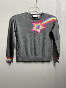 Children’s Place Girls Gray Sweater Pullover Rainbow Star Size 7/8 - Picture 1 of 7