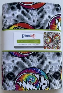 Tela GRATEFUL DEAD - 1 yarda x 43 pulgadas - Roba tu cara Calavera - Nuevo - Imagen 1 de 2