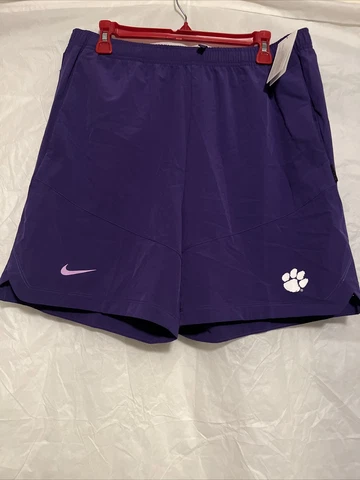 Nike Clemson Tigers Sideline Dri-FIT Player Short Pockets Men's L Purple CW5409 Cover