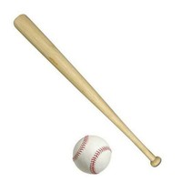 24” Heavy Duty Wooden Baseball Rounders Softball Bat + Soft Leather Ball UK  