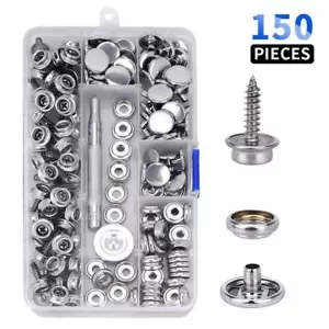 150x Heavy Duty Stainless Steel Boat Cover Press Stud Snap Fastener Screw Canvas - Picture 1 of 11