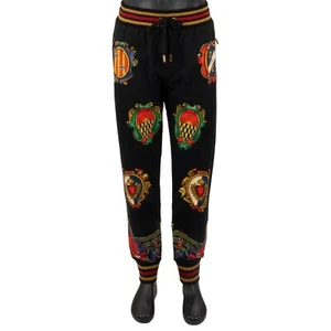 DOLCE & GABBANA Baroque Royal Coat of Arms Cotton Jogging Pants Black 13737 - Picture 1 of 7