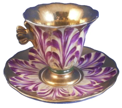 Antique Old Paris French Porcelain Tulip Design Cup & Saucer Vieux Porcelaine de - Image 1 of 4