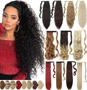 Haar Pferdeschwanz Clip in echt gewellt wie Echthaar Extensions umwickeln Pferdeschwanz - Bild 1 von 73