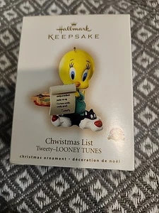 Neu Hallmark Ornament - WEIHNACHTSLISTE - Tweety Vogel Looney Tunes - 2007 - Bild 1 von 4