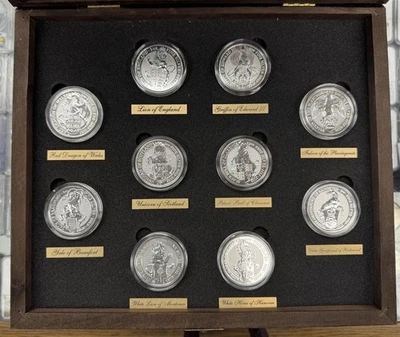 2oz Royal Mint .9999 Queens Beast Complete Set In Wood Box 2016-2021 Foto 1 de 4