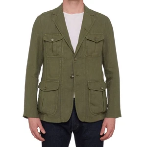 BOGLIOLI Milano Green Linen Safari Jacket Coat EU 50 NEW US M - Picture 1 of 8
