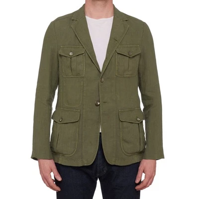 BOGLIOLI Milano Green Linen Safari Jacket Coat EU 50 NEW US M - Image 1 of 4