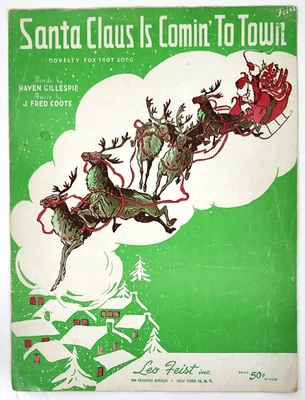 Santa Claus Is Comin' To Town De Colección Partituras Piano/Gtr/Voc 1934 Novedad Fox Trot Foto 1 de 3