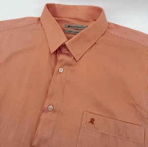 Montagut Paris Orange White Stripped Short Sleeve Pocket Shirt Mens Size 18 - Picture 1 of 8