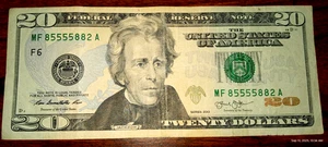 20 Dollar Bill - Fancy Number - Three 8's and Four 5's - Nice Condition - #80 - Picture 1 of 3
