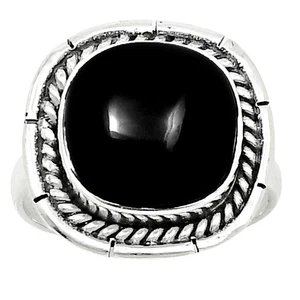 Premium Qualität Schwarz Onyx - Brasilien 925 Sterling Silber Ring Gr.7 Schmuck R-1728 - Bild 1 von 5