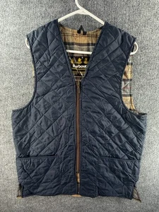 Barbour A856 QUILTED WAISTCOAT Vest Blue Size C42 Full Zip Tartan Lined Men - Picture 1 of 19