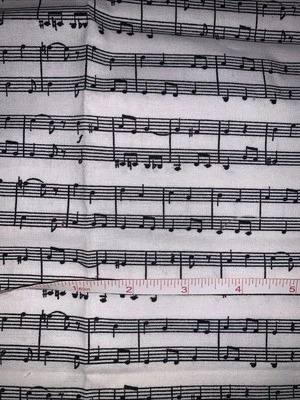 MUSIC NOTES BLACK WHITE COTTON FABRIC More Than Half Yard 28in By 44in - Image 1 of 3