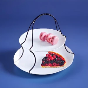 Serving Stand Porcelain Serving Plate Metal Dessert Plate Party House Warming - Picture 1 of 9