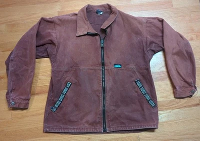 Vintage Kavu Canvas Jacket Coat Aztec Burgundy Men XL Distressed Double Zipper - Image 1 of 4