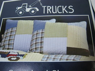 Camiones Nuevos - Amarillo Azul Verde Marrón Cuadros Estándar Almohada Falsa 20x26 Nuevo en Paquete Foto 1 de 3