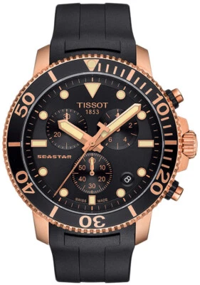 TISSOT SEASTAR 1000 QTZ CHRONO 45.5MM BLACK DIAL MEN'S WATCH T120.417.37.051.00 - image 1 of 4