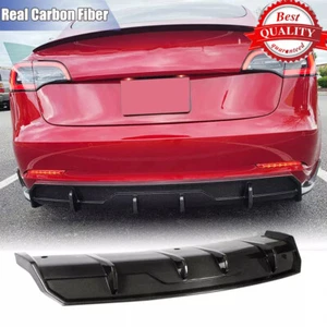 Alerón labial difusor parachoques trasero de fibra de carbono para Tesla Model 3 sedán 2016-2023 - Imagen 1 de 13