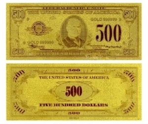 USA BANKNOTE P-404 $500 GOLD CERTIFICATE 5 HUNDRED US DOLLARS 1928 GOLD FOIL NEW - Picture 1 of 1